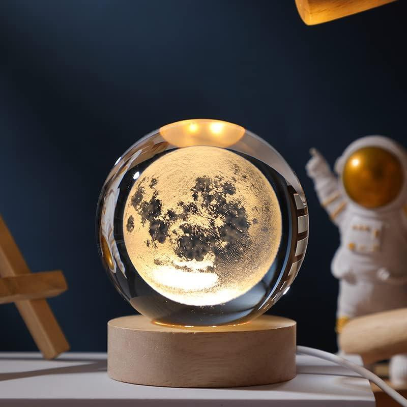3D Moon Crystal Ball, 3D Moon Crystal Ball, LED Moon Crystal Ball, Crystal Ball Night Light, 3D Moon Crystal Ball LED Lamp, USB Charging, Home Decor